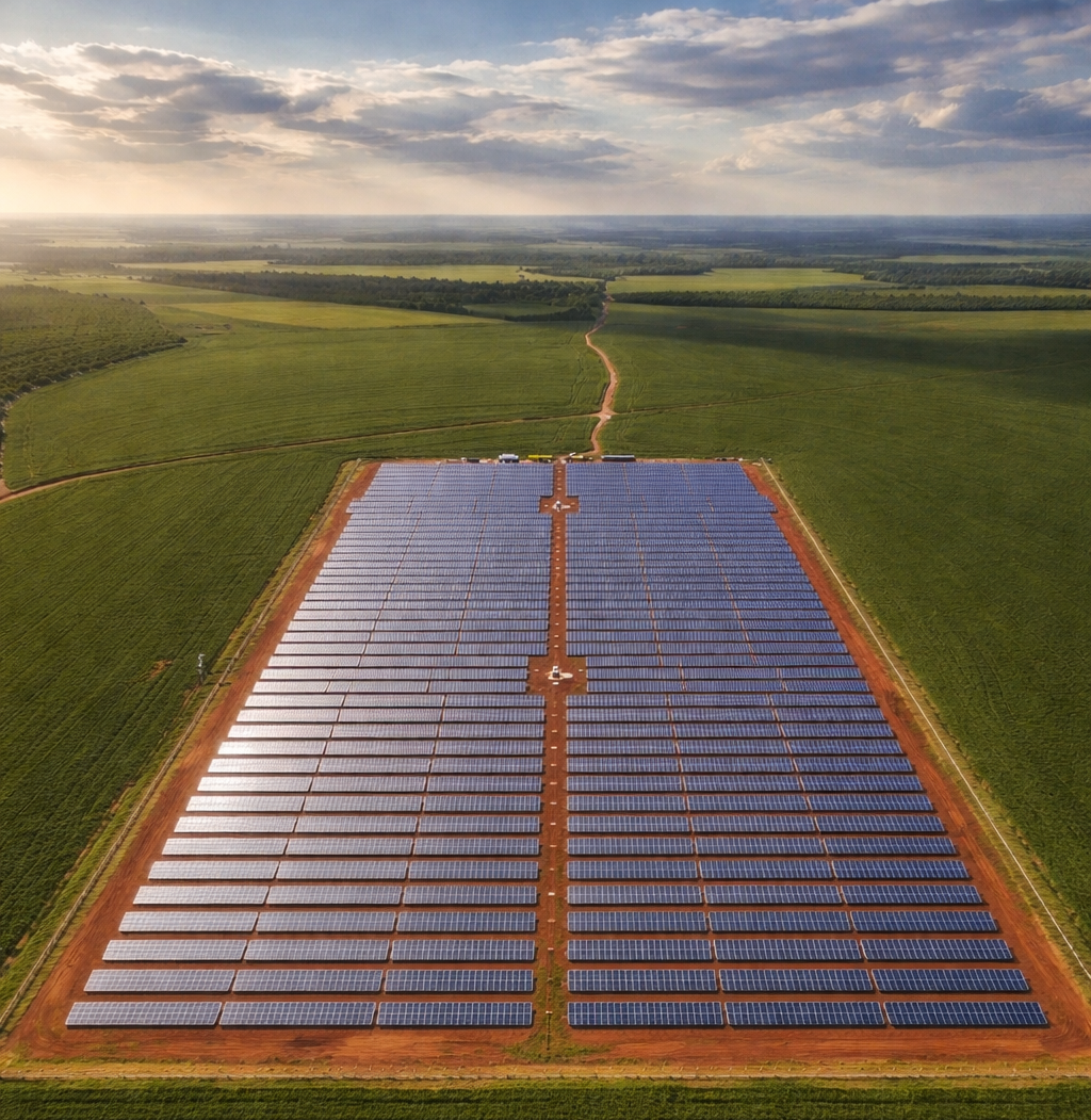 Vista aérea da usina solar OpenGD no Paraná